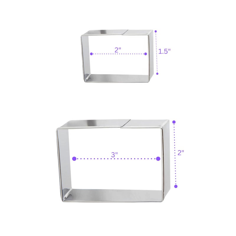 Bakerpan Stainless Steel Rectangle Cookie Cutter Set, Biscuit Cutters for Baking (2 Inch & 3 Inch) - Image 2